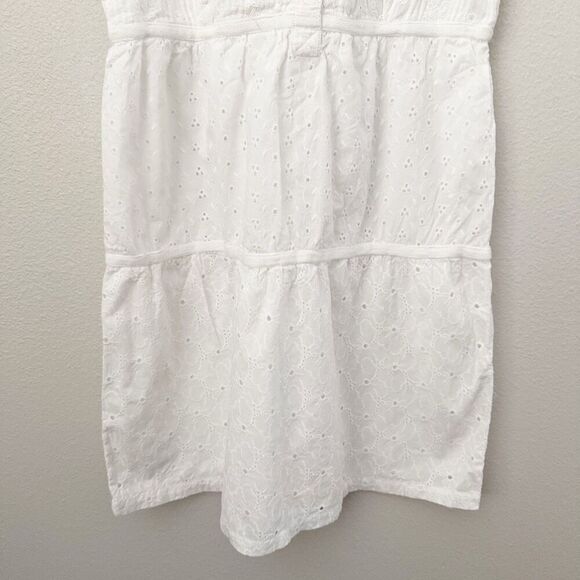 PRANA | Kendall Sleeveless Eyelet Mini Dress White Dot Trim | Size Medium - Picture 4 of 9
